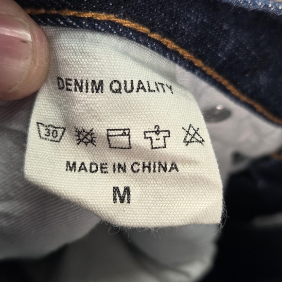 Selvedge Jeans Mens Dark Wash Blue Relaxed Tapered Altered Hem Fits 30x25 - Picture 14 of 16